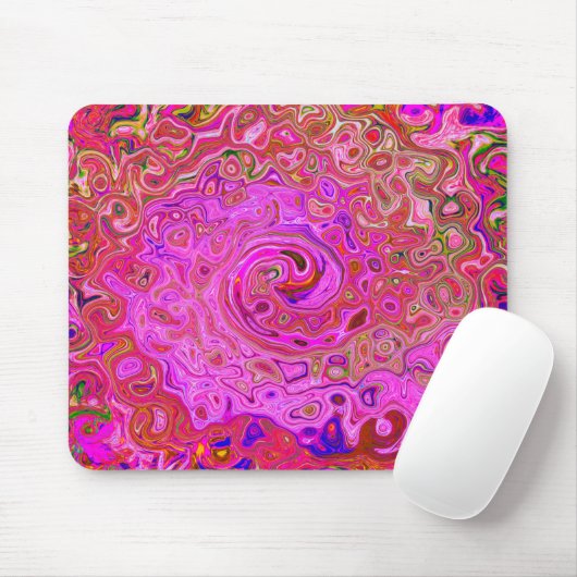 Abstrakte Retro-Swirbel in rosa Marmorfarben Mousepad (Mit Mouse)