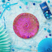 Abstrakte Retro-Swirbel in rosa Marmorfarben Pappteller (Party)