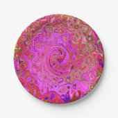 Abstrakte Retro-Swirbel in rosa Marmorfarben Pappteller (Vorderseite)