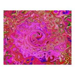Abstrakte Retro-Swirbel in rosa Marmorfarben Poster
