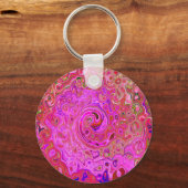 Abstrakte Retro-Swirbel in rosa Marmorfarben Schlüsselanhänger (Vorderseite)