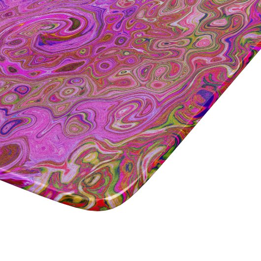 Abstrakte Retro-Swirbel in rosa Marmorfarben Schneidebrett (Ecke)