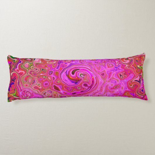 Abstrakte Retro-Swirbel in rosa Marmorfarben Seitenschläferkissen (Rückseite)