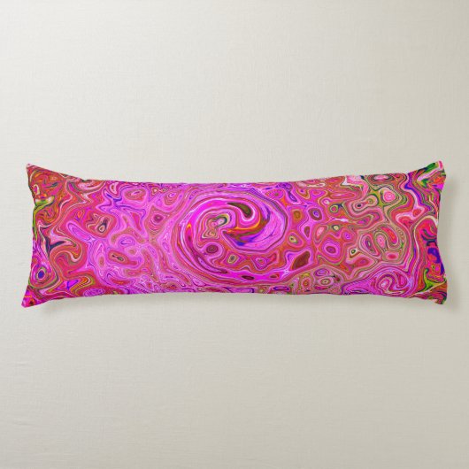 Abstrakte Retro-Swirbel in rosa Marmorfarben Seitenschläferkissen (Vorderseite)
