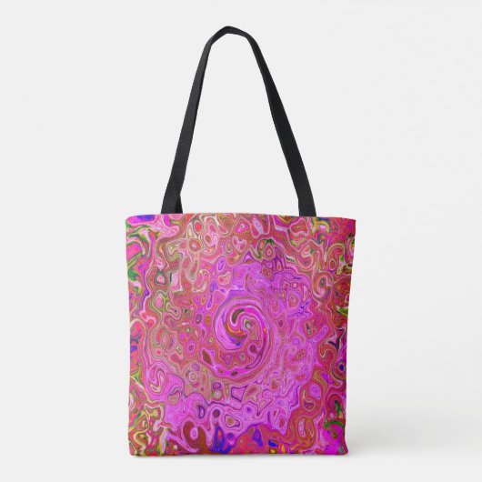 Abstrakte Retro-Swirbel in rosa Marmorfarben Tasche (Rückseite)