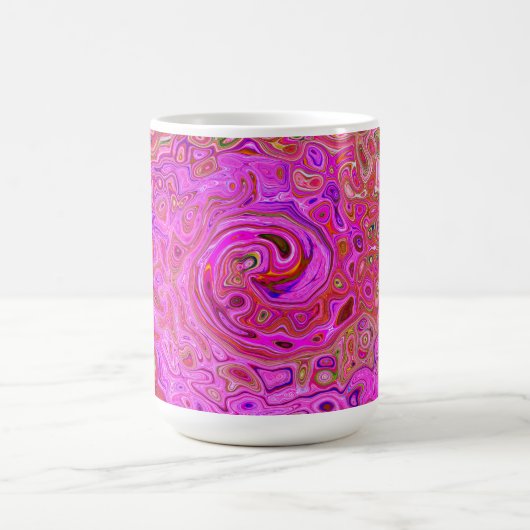 Abstrakte Retro-Swirbel in rosa Marmorfarben Verwandlungstasse (Zentrum)
