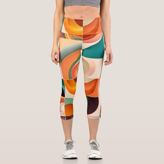 Abstrakte Retro-Trends Capri Leggings (Vorderseite)