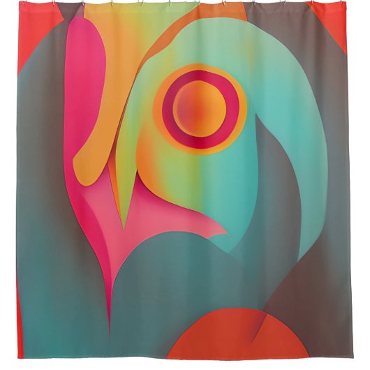 Abstrakte Retroeule Duschvorhang (Vorderseite)