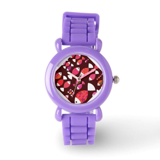 Abstrakte Retrofische unter Wasser Armbanduhr (Vorderseite)