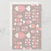 Abstrakte Retrofische unter Wasser Briefpapier (Vorne/Hinten)