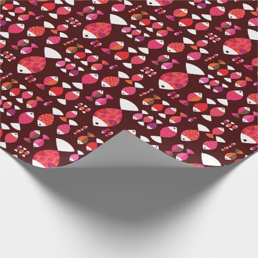 Abstrakte Retrofische unter Wasser Geschenkpapier (Ecke)