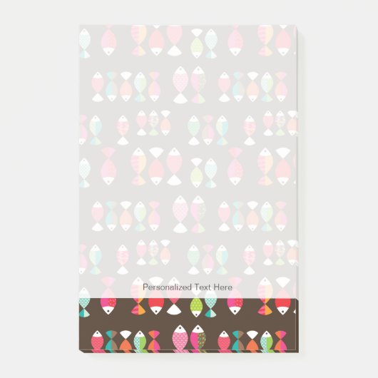 Abstrakte Retrofische unter Wasser Muster 2 Post-it Klebezettel (Vorderseite)