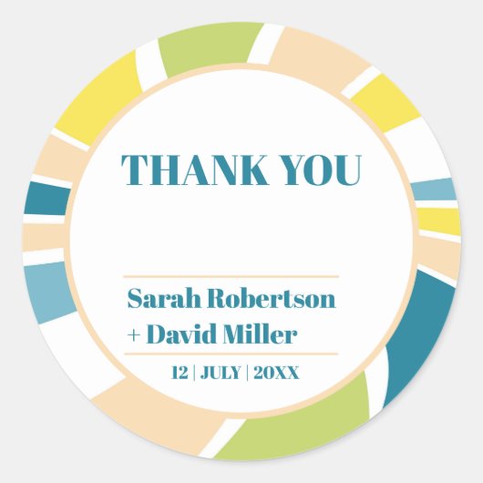 Abstrakte Retrowelle Runder Aufkleber (Vorderseite)