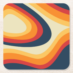 Abstrakte Retrowellen-Design Rechteckiger Pappuntersetzer
