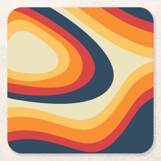 Abstrakte Retrowellen-Design Rechteckiger Pappuntersetzer (Vorderseite)