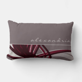 Abstrakte Ribbons aus Grau und Wein | Personalisie Lendenkissen