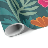 Abstrakte Ringelblumen Schmetterlinge Geschenkpapi Geschenkpapier (Rolleneckpunkt)