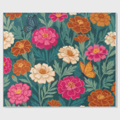 Abstrakte Ringelblumen Schmetterlinge Geschenkpapi Geschenkpapier (Flach)
