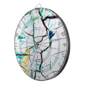 Abstrakte Risse in grün-gelb-blau Dartscheibe (Vorderseite rechts)