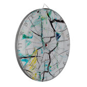 Abstrakte Risse in grün-gelb-blau Dartscheibe (Vorderseite Links)