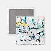 Abstrakte Risse in grün-gelb-blau Magnet (Vorderseite/Rückseite)