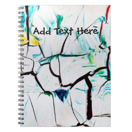 Abstrakte Risse in grün-gelb-blau Notizblock