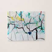 Abstrakte Risse in grün-gelb-blau Puzzle (Horizontal)