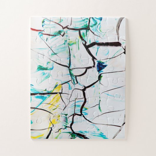 Abstrakte Risse in grün-gelb-blau Puzzle (Vertikal)