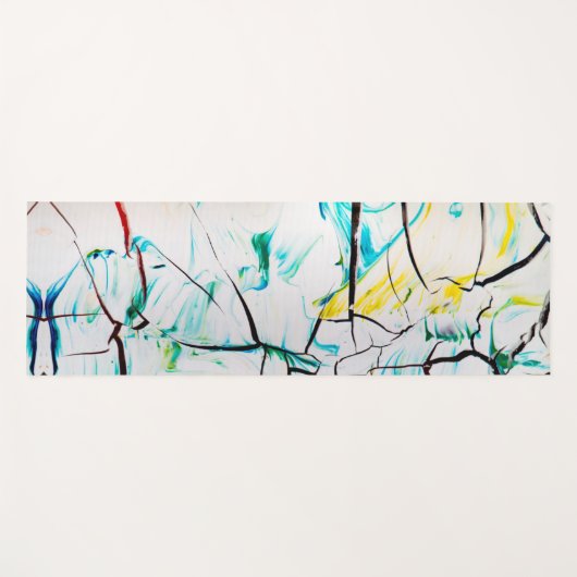 Abstrakte Risse in grün-gelb-blau Yogamatte (Vorderseite (Horizontal))