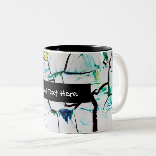 Abstrakte Risse in grün-gelb-blau Zweifarbige Tasse (VorderseiteRechts)