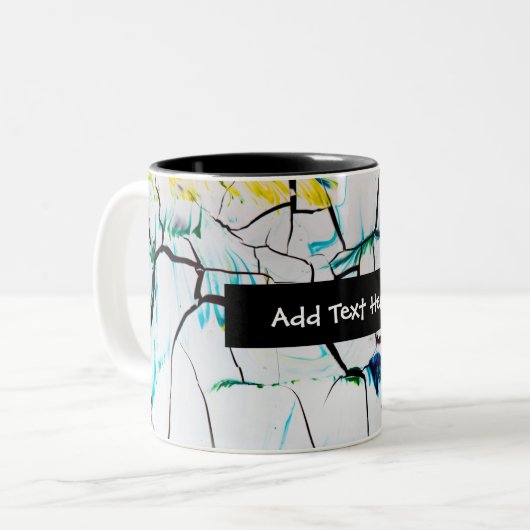 Abstrakte Risse in grün-gelb-blau Zweifarbige Tasse (Vorderseite Links)