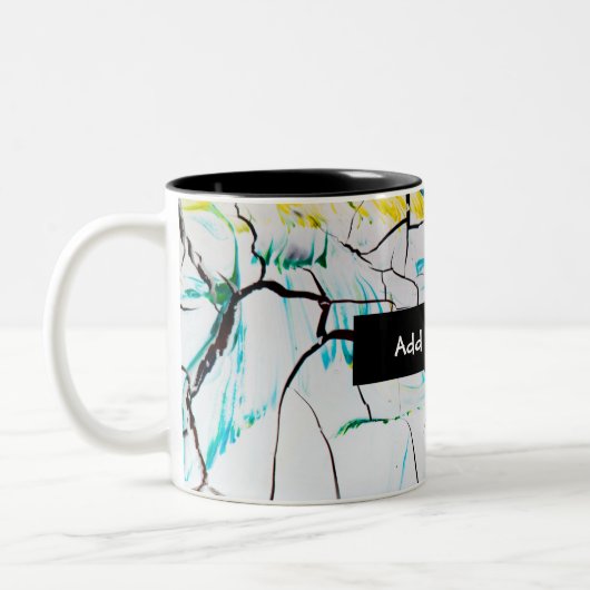 Abstrakte Risse in grün-gelb-blau Zweifarbige Tasse (Links)