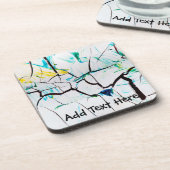 Abstrakte Risse in Grün-Gelb und Blau Getränkeuntersetzer (Linke Seite)