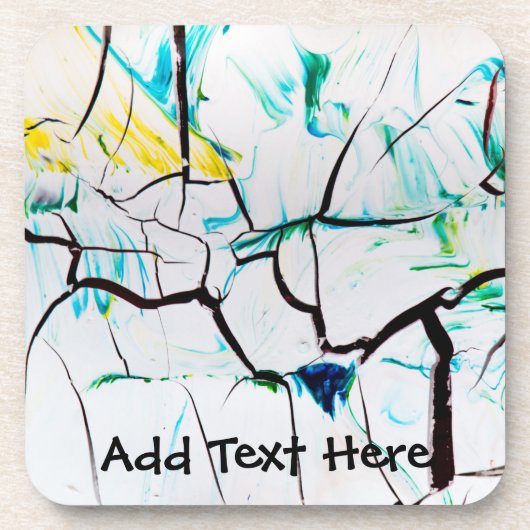 Abstrakte Risse in Grün-Gelb und Blau Getränkeuntersetzer (Vorderseite)