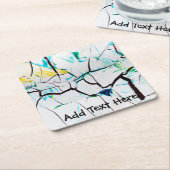 Abstrakte Risse in Grün, Gelb und Blau Rechteckiger Pappuntersetzer (angewinkelt)