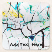 Abstrakte Risse in Grün, Gelb und Blau Rechteckiger Pappuntersetzer (Vorderseite)