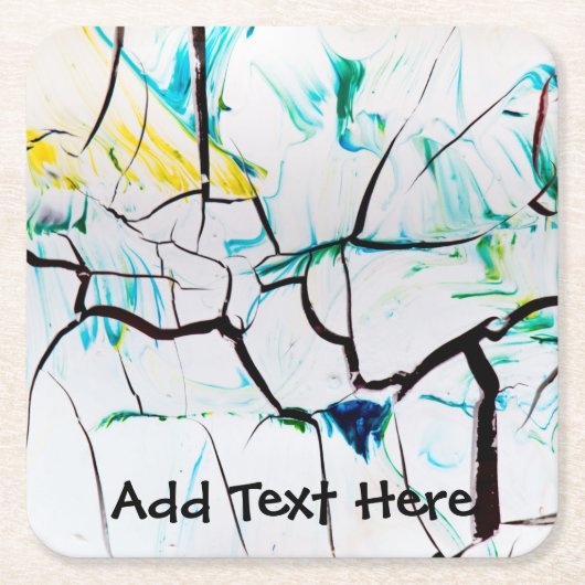 Abstrakte Risse in Grün, Gelb und Blau Rechteckiger Pappuntersetzer (Vorderseite)