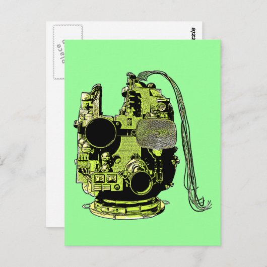 Abstrakte Robot Head Retro Colors Postkarte (Vorne/Hinten)