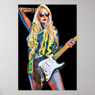 Abstrakte Rocker Chick Musikermusik Kunst Poster
