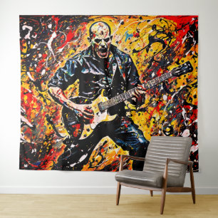 Abstrakte Rockmusikerfarben Wandteppich