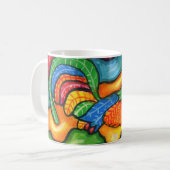 Abstrakte Rooster Bird Animal Colority Kaffeetasse (Vorderseite Links)