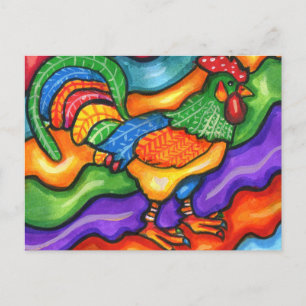 Abstrakte Rooster Bird Animal Colority Postkarte