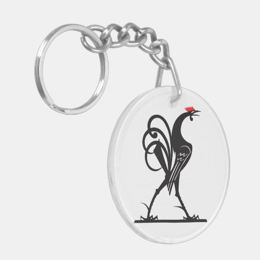 Abstrakte Rooster-Silhouette Schlüsselanhänger (Vorderseite links)