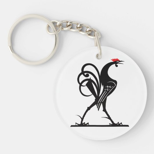 Abstrakte Rooster-Silhouette Schlüsselanhänger (Vorderseite)