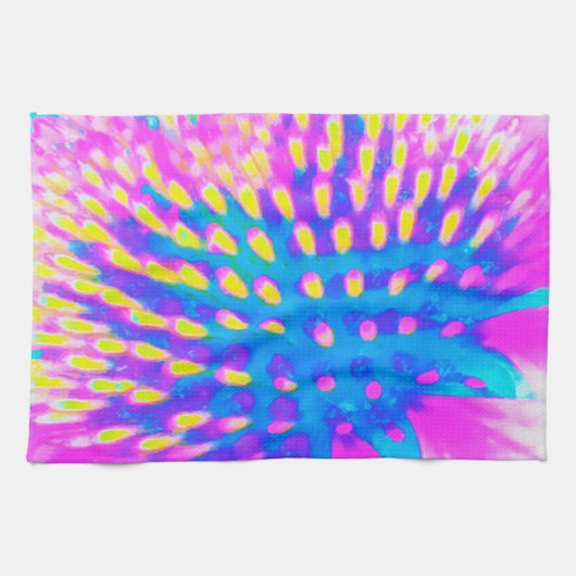 Abstrakte, rosa, blaue und gelbe Färbung Geschirrtuch (Horizontal)