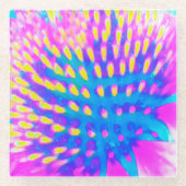 Abstrakte, rosa, blaue und gelbe Färbung Glasuntersetzer (Vorderseite)