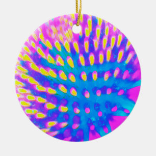 Abstrakte, rosa, blaue und gelbe Färbung Keramik Ornament