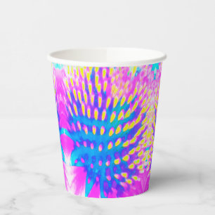 Abstrakte, rosa, blaue und gelbe Färbung Pappbecher
