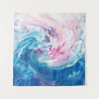 Abstrakte rosa blaue wirbelnde Kunstmalerei Wandteppich