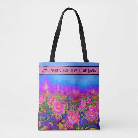 Abstrakte, rosa, blühende, rosafarbene Sonnenblume Tasche (Vorderseite)